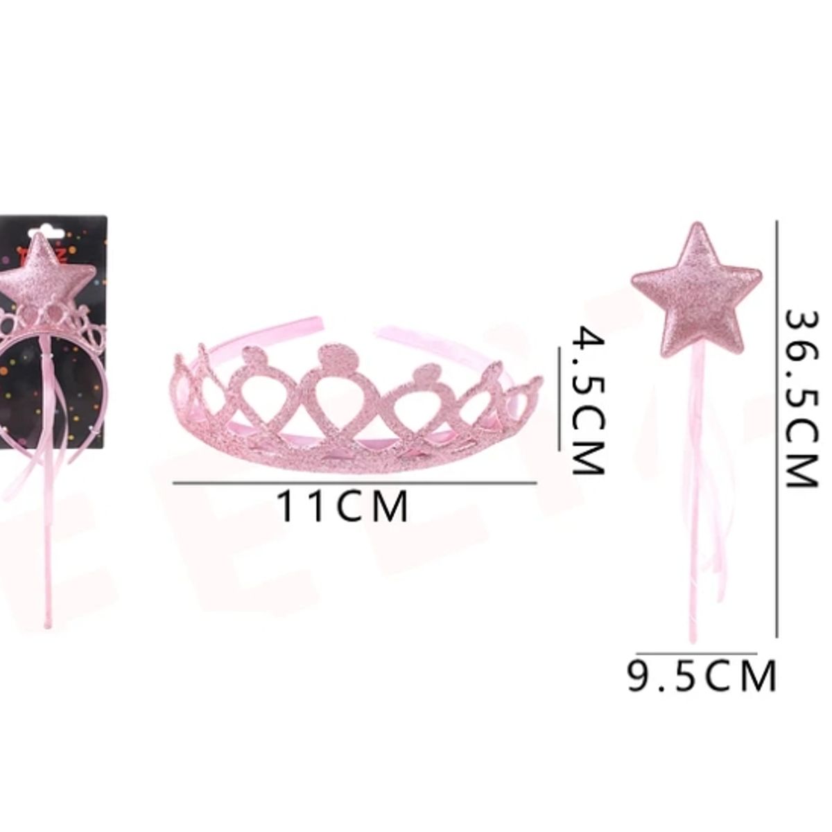 GENERICO - Set De Cintillos Y Varita De Corona Rosado