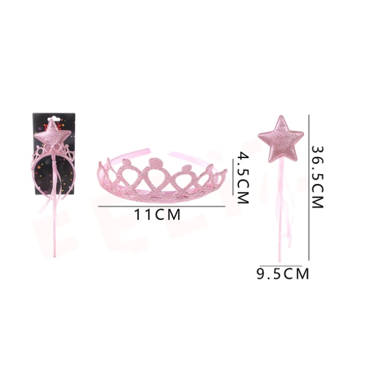 GENERICO - Set De Cintillos Y Varita De Corona Rosado