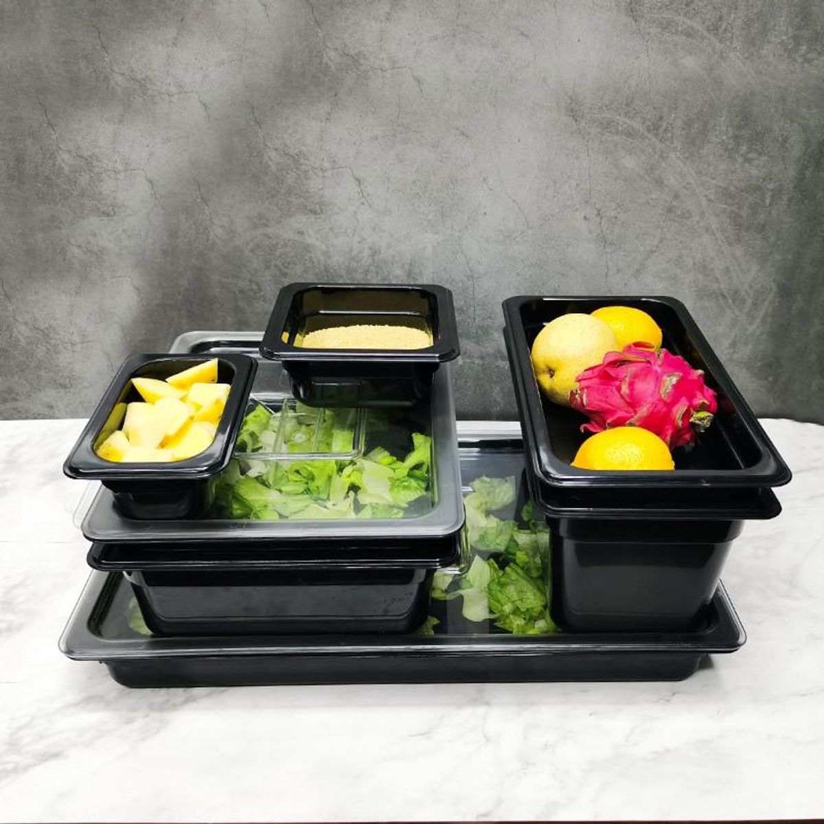 GASTROPLAST - CONTENEDOR GN POLICARBONATO NEGRO 1/9 X 6.5 CMS