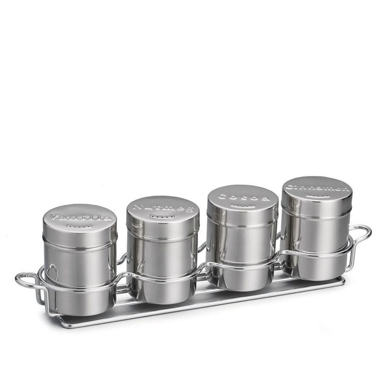 SET 4 ESPOLVOREADORES ACERO INOX CON RACK