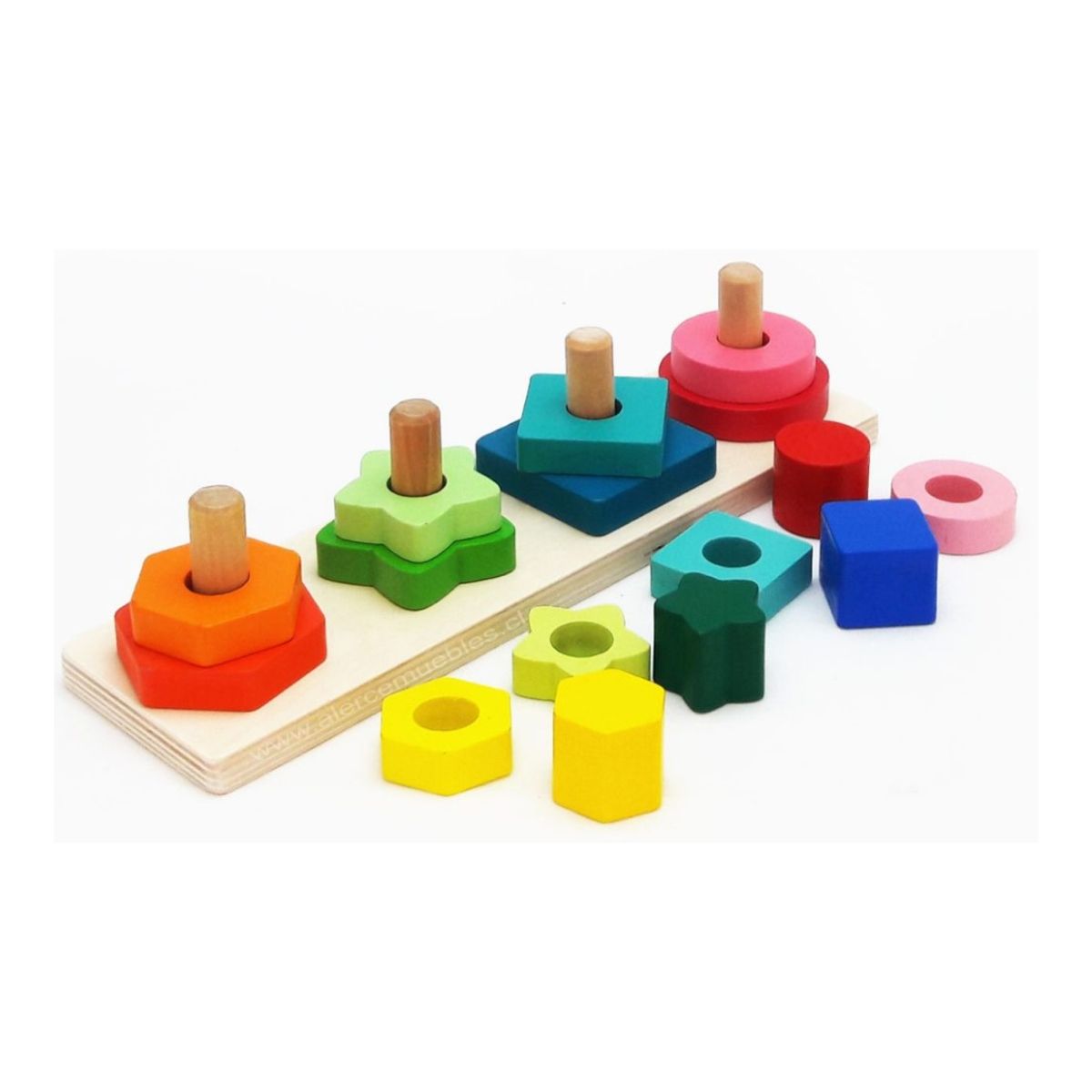GENERICO - Set Encaje de Madera Apilable Multicolor Motricidad Fina