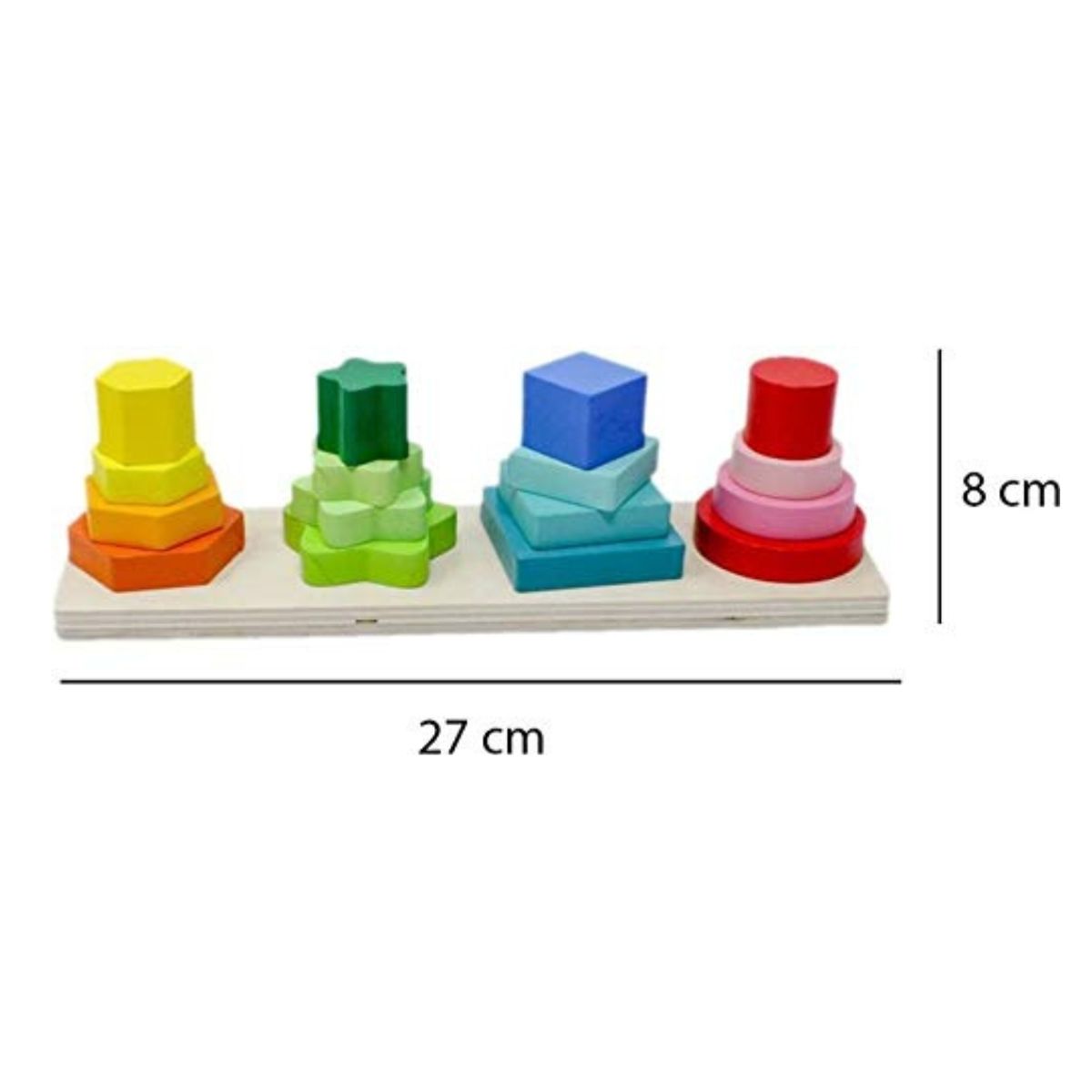 GENERICO - Set Encaje de Madera Apilable Multicolor Motricidad Fina