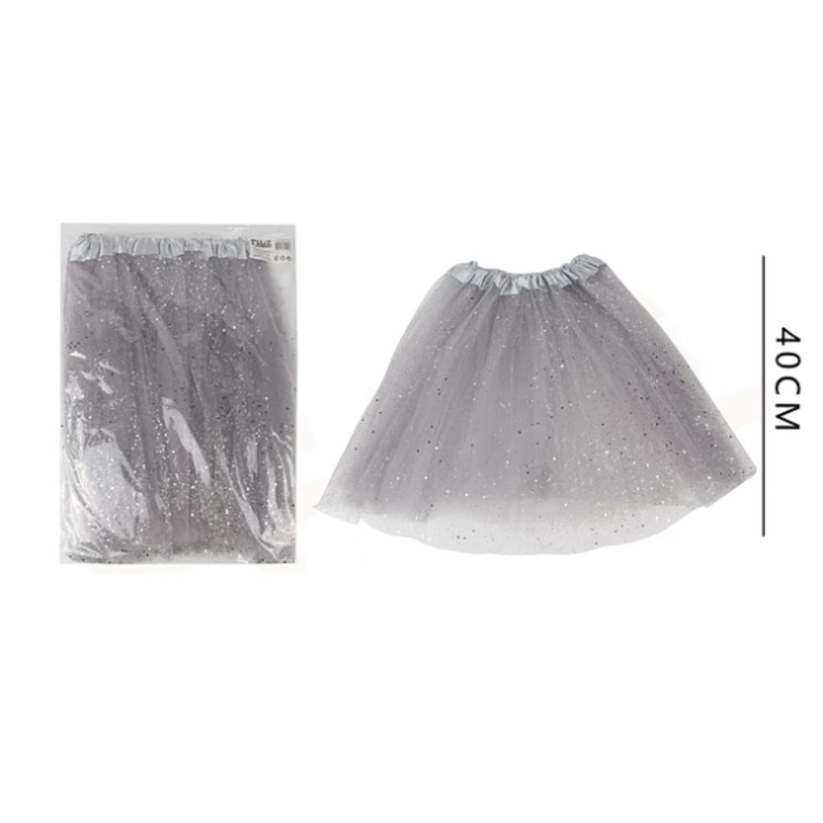 GENERICO - Tutu Plateado Con Glitter 40Cm
