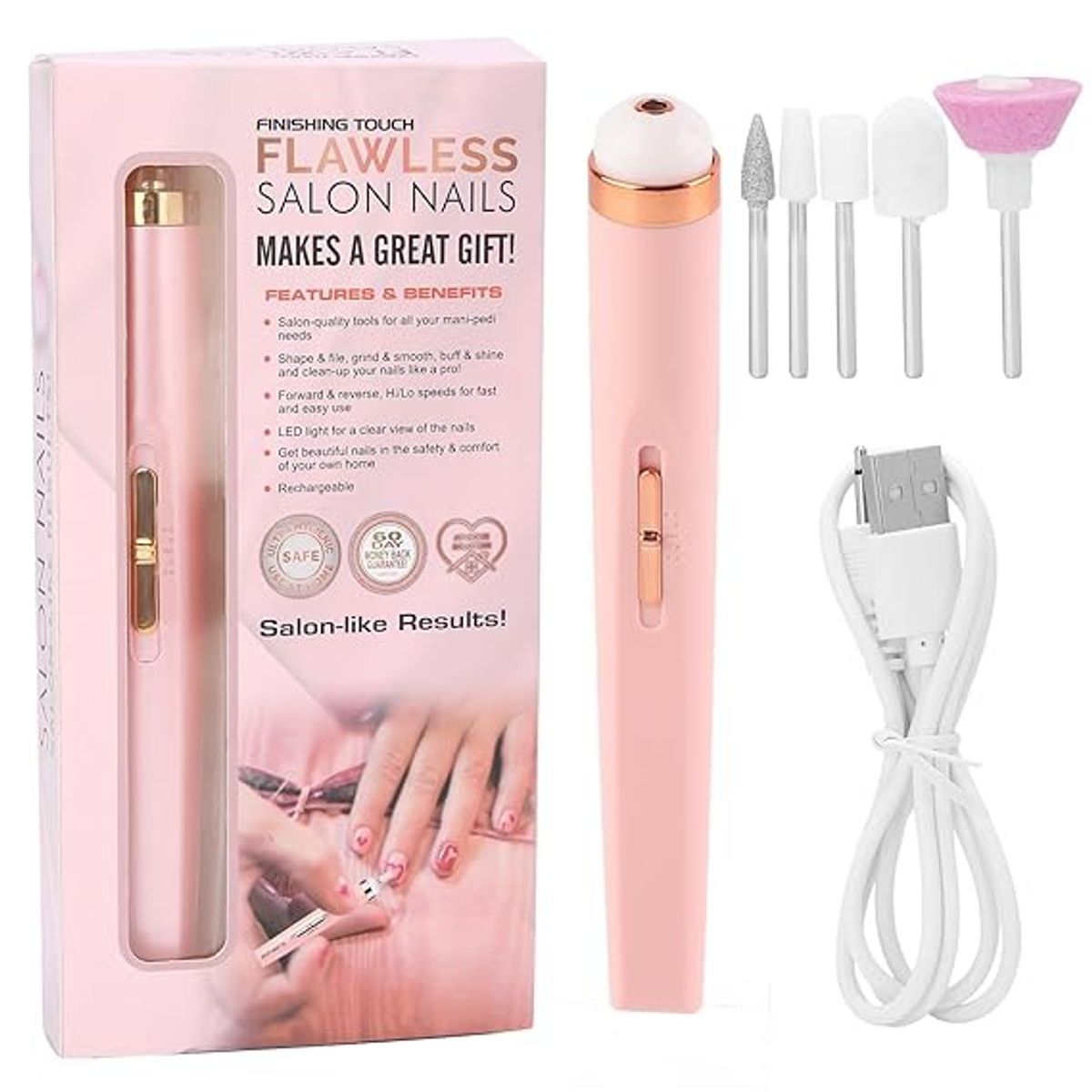 GENERICO - SALON MANICURE RECARGABLE USB 5 PZAS. CON LUZ JJ-42