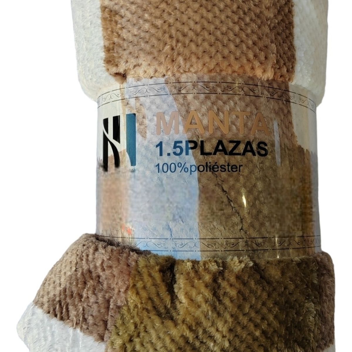 GENERICO - Frazada De Polar Manta Plaza Y Media Multicolor Cuadros Marrón