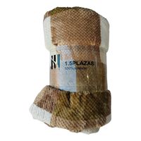 Frazada De Polar Manta Plaza Y Media Multicolor Cuadros Marrón