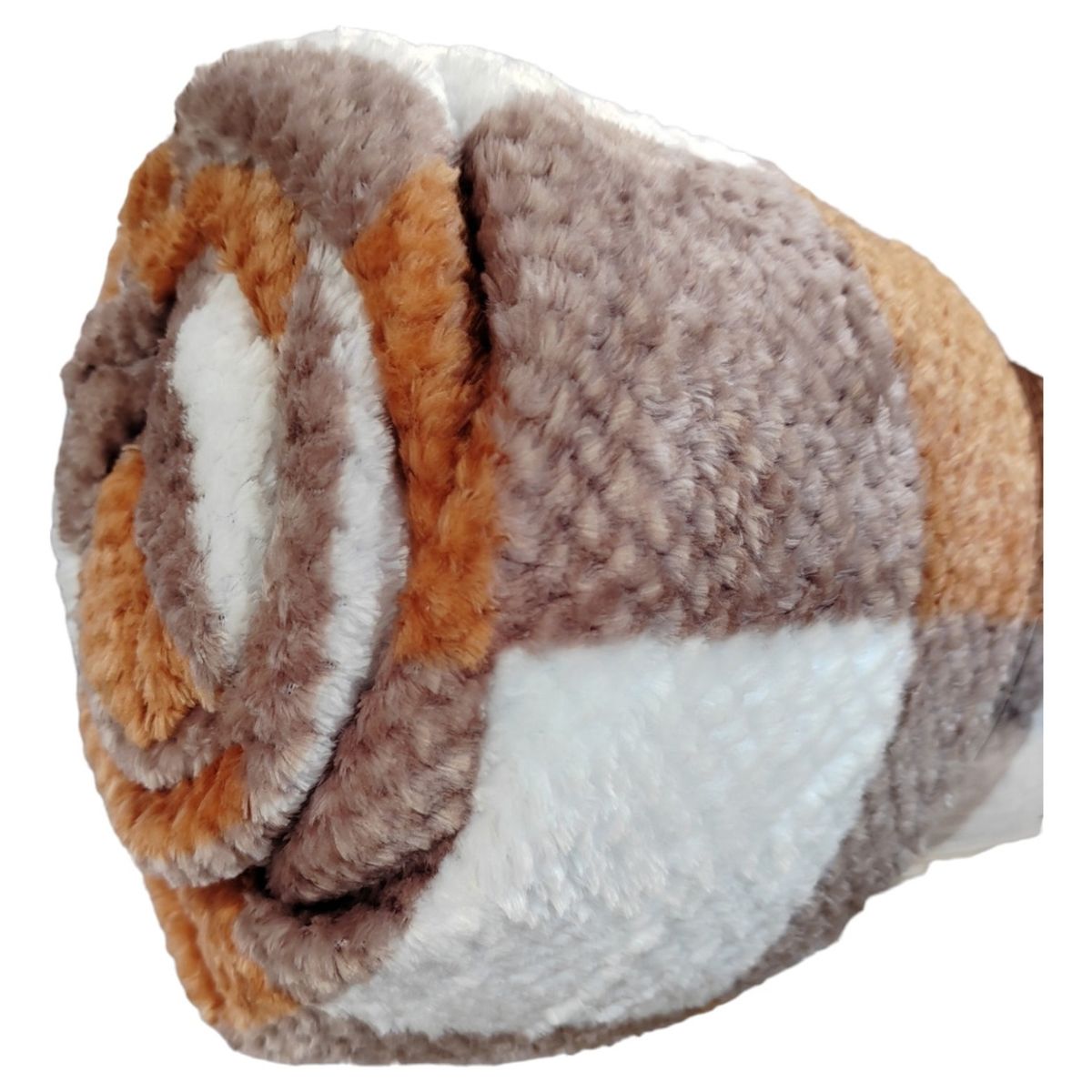 GENERICO - Frazada De Polar Manta Plaza Y Media Multicolor Cuadros Marrón