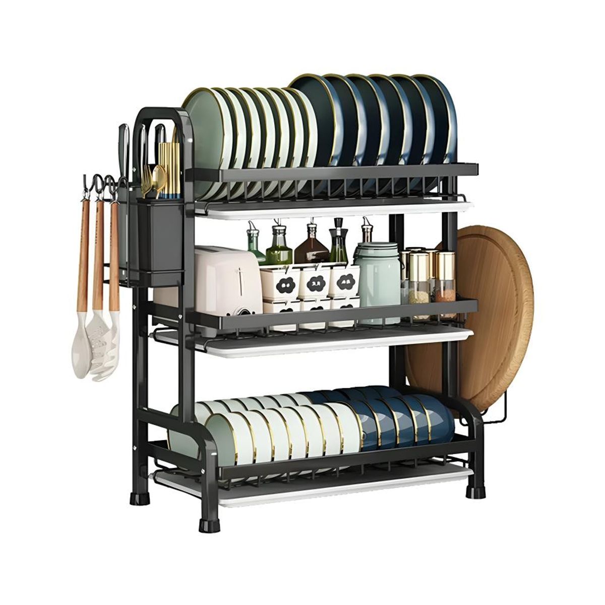 OEM - Escurridor de Loza Premium de 3 Niveles X X L BLACK