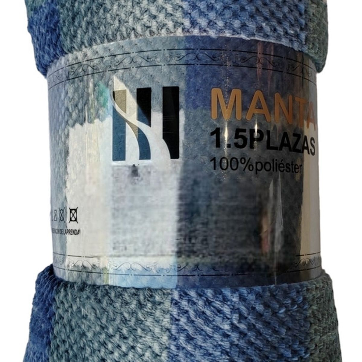 GENERICO - Frazada De Polar Manta Plaza Y Media Multicolor Cuadros Azul