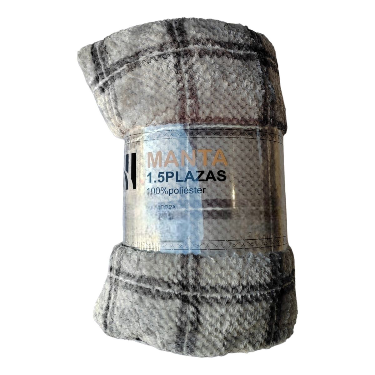 Frazada De Polar Manta Plaza Y Media Multicolor Cuadros Gris, marca GENERICO - Foto Principal