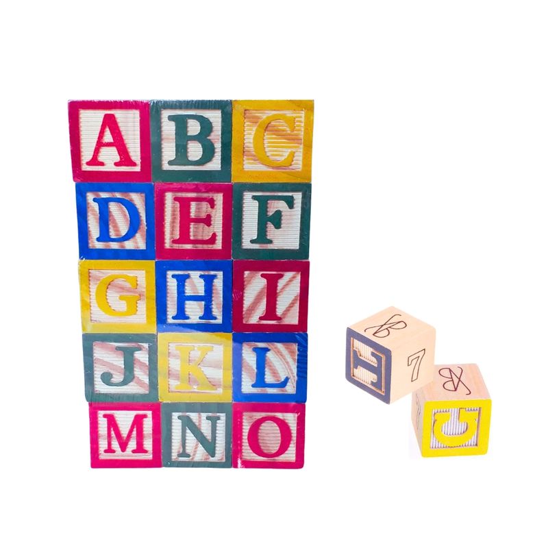 GENERICO - Set 15 Bloques de Madera ABC Multicolor Juguete Didáctico