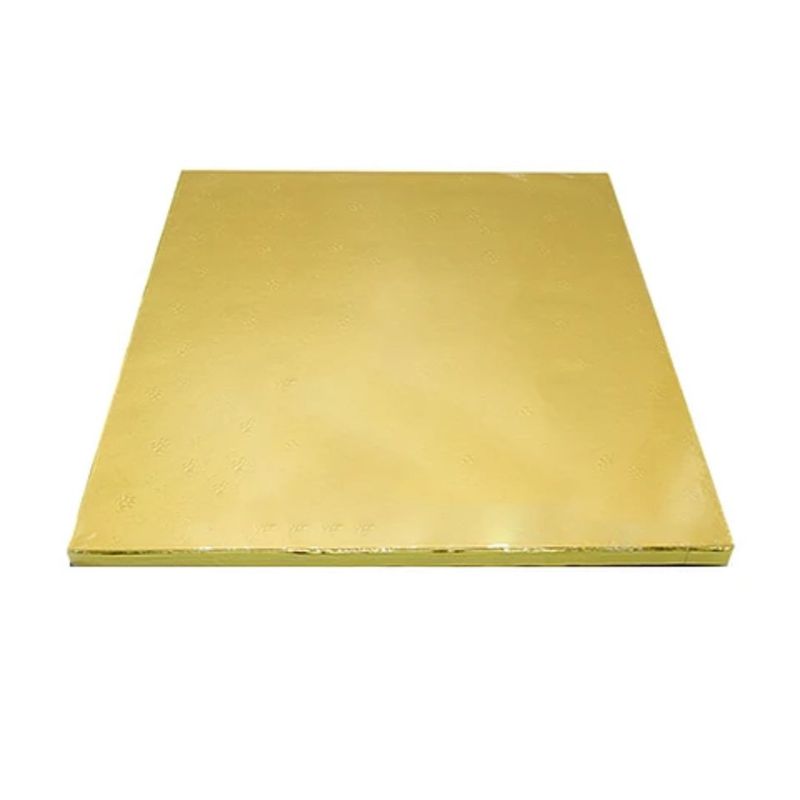 GENERICO - Base Para Torta Cuadrada Dorado 30cm 12mm
