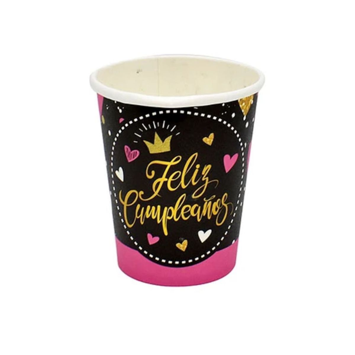 GENERICO - Vasos Feliz Cumpleaños Negro Y Fucsia 6Pcs