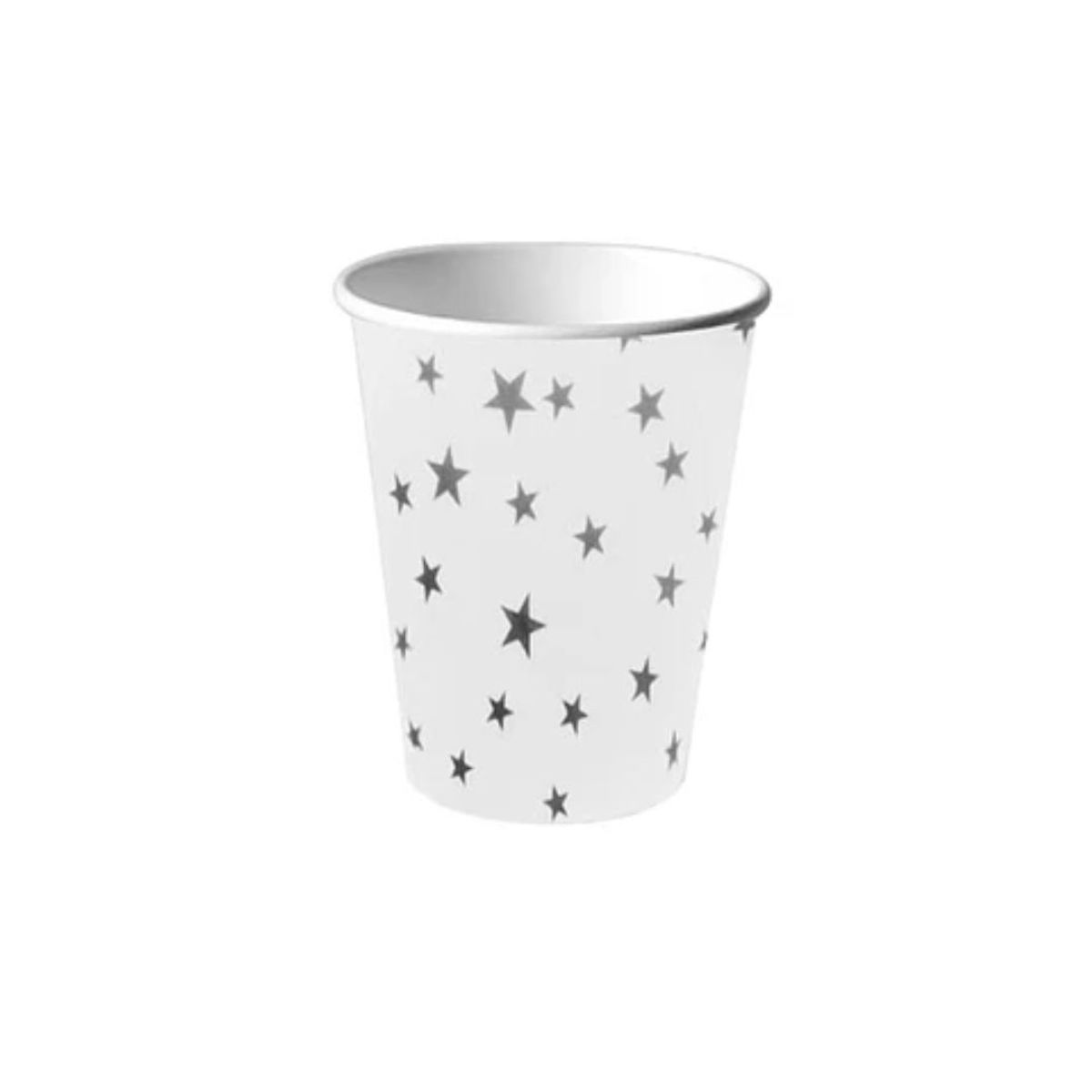 GENERICO - Vasos De Carton Con Estrellas Color Plata 6pcs 250cc
