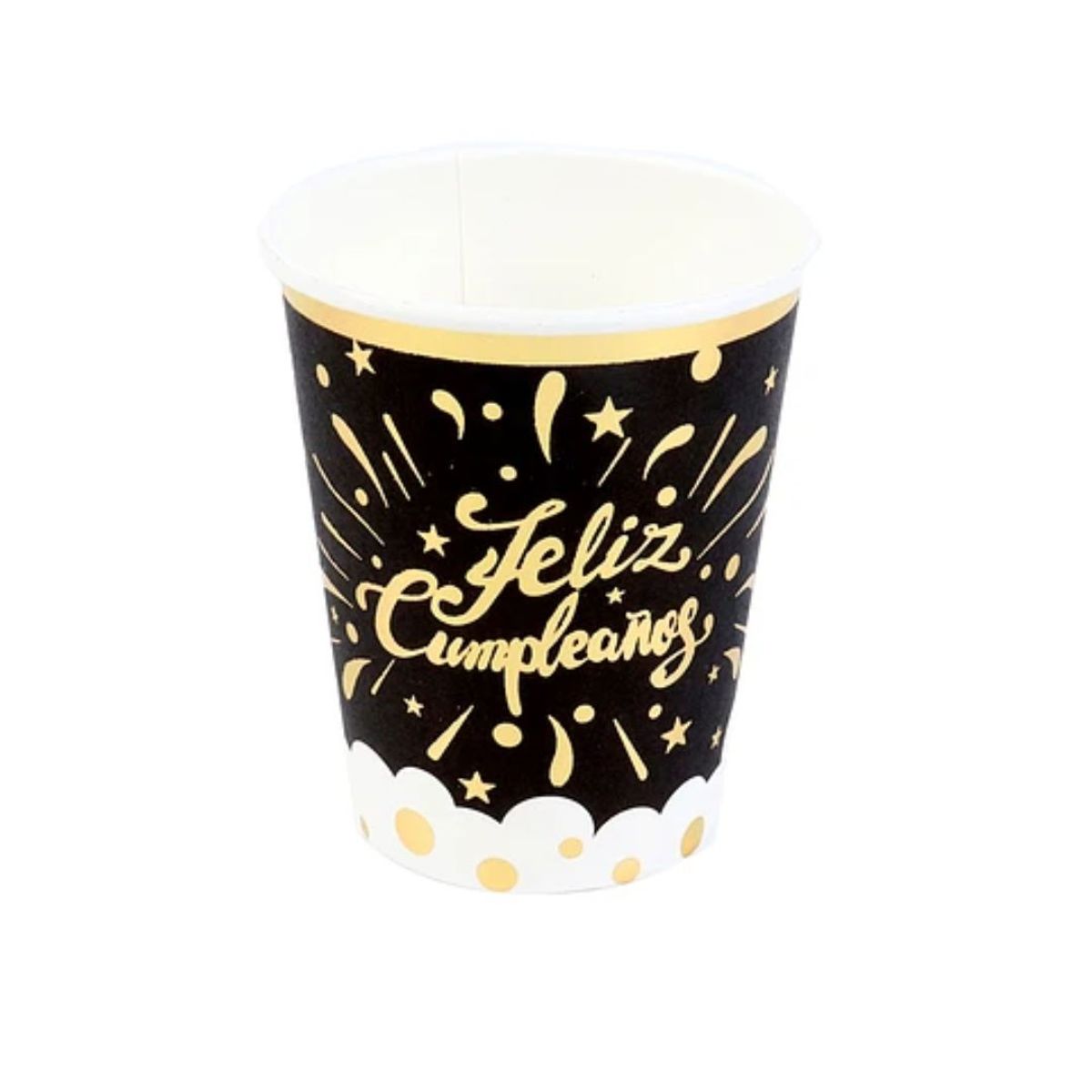 GENERICO - Vasos Feliz Cumpleaños Negro y Dorado 6pcs 9oz