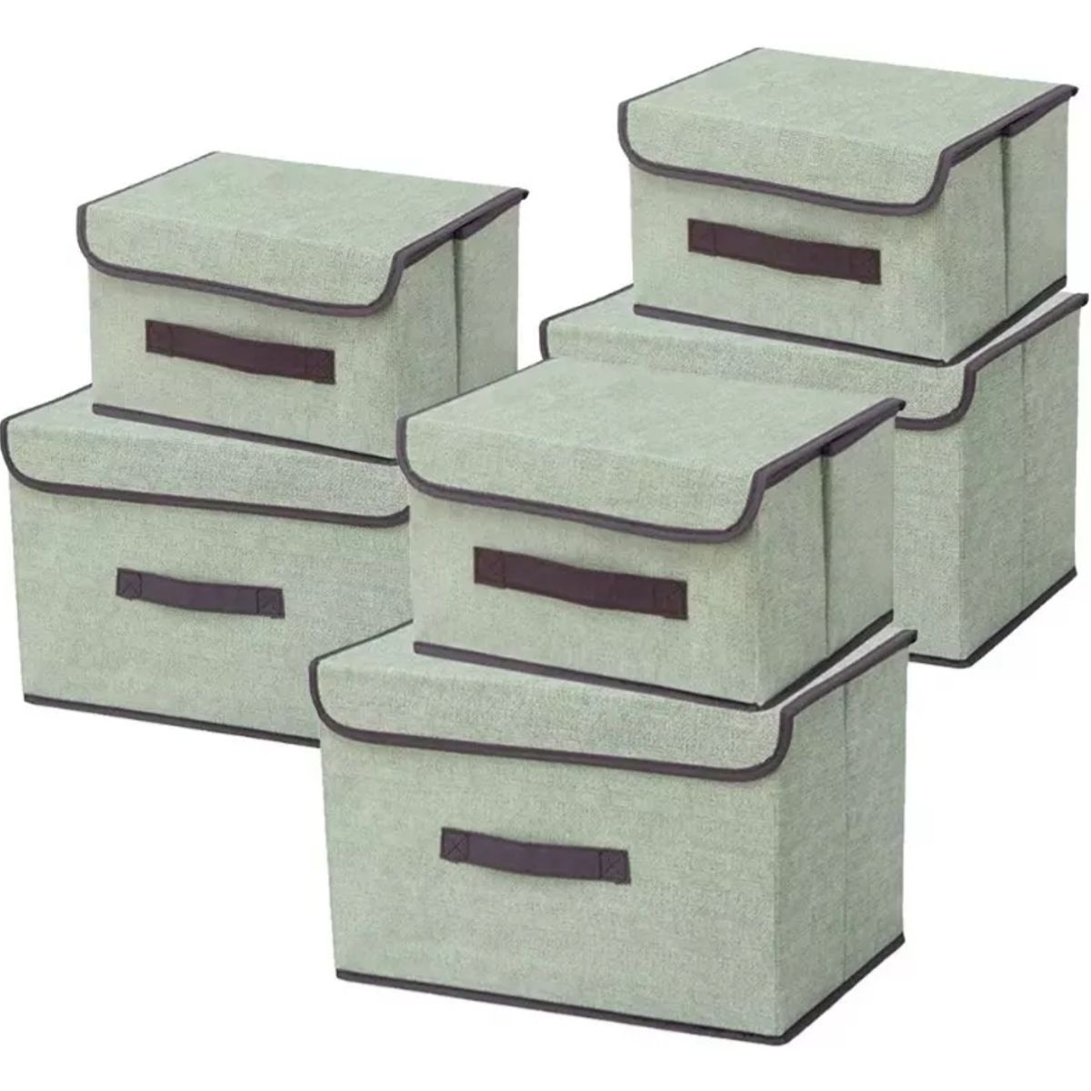 TNAKIEX - 6 Unidades Cajas Organizadoras De Tela Plegables Con Tapas-verte