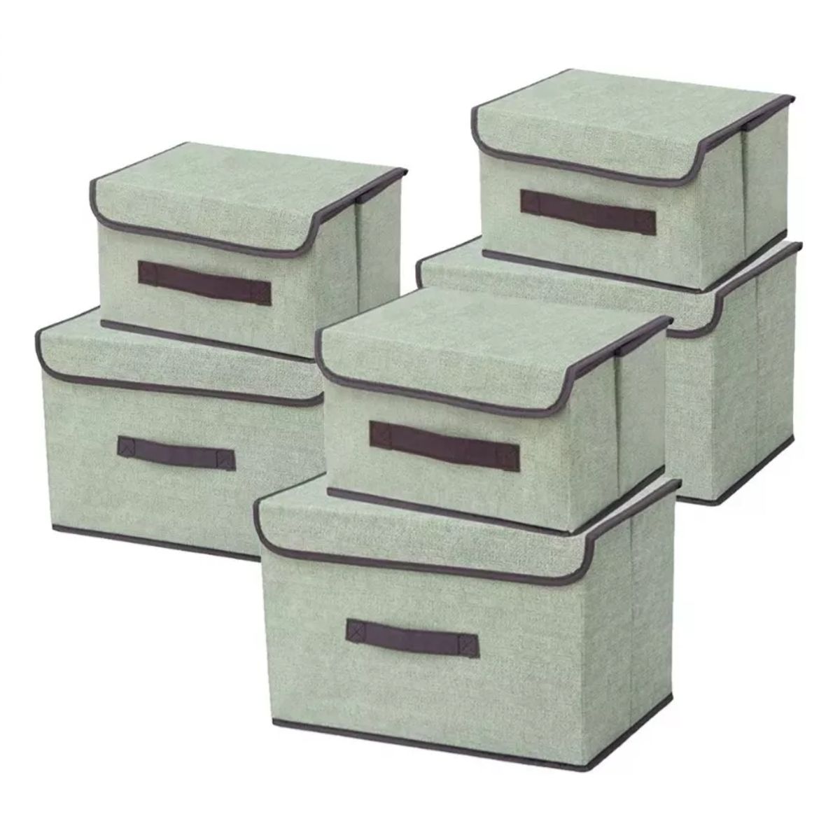 TNAKIEX - 6 Unidades Cajas Organizadoras De Tela Plegables Con Tapas-verte