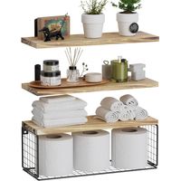 Repisas Flotantes De Madera con Estante Modernas Con Reja 100% Pino