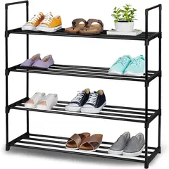 YOMYM - Zapatero 4 Niveles Zapatero 12 Pares Metal Negro 60X26X72CM