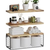 Repisas Flotantes De Madera con Estante Modernas Con Reja 100% Pino