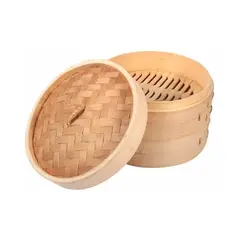 GENERICO - Olla Vaporera De Bambú 2 Niveles Cocina A Vapor Bambu 24cm