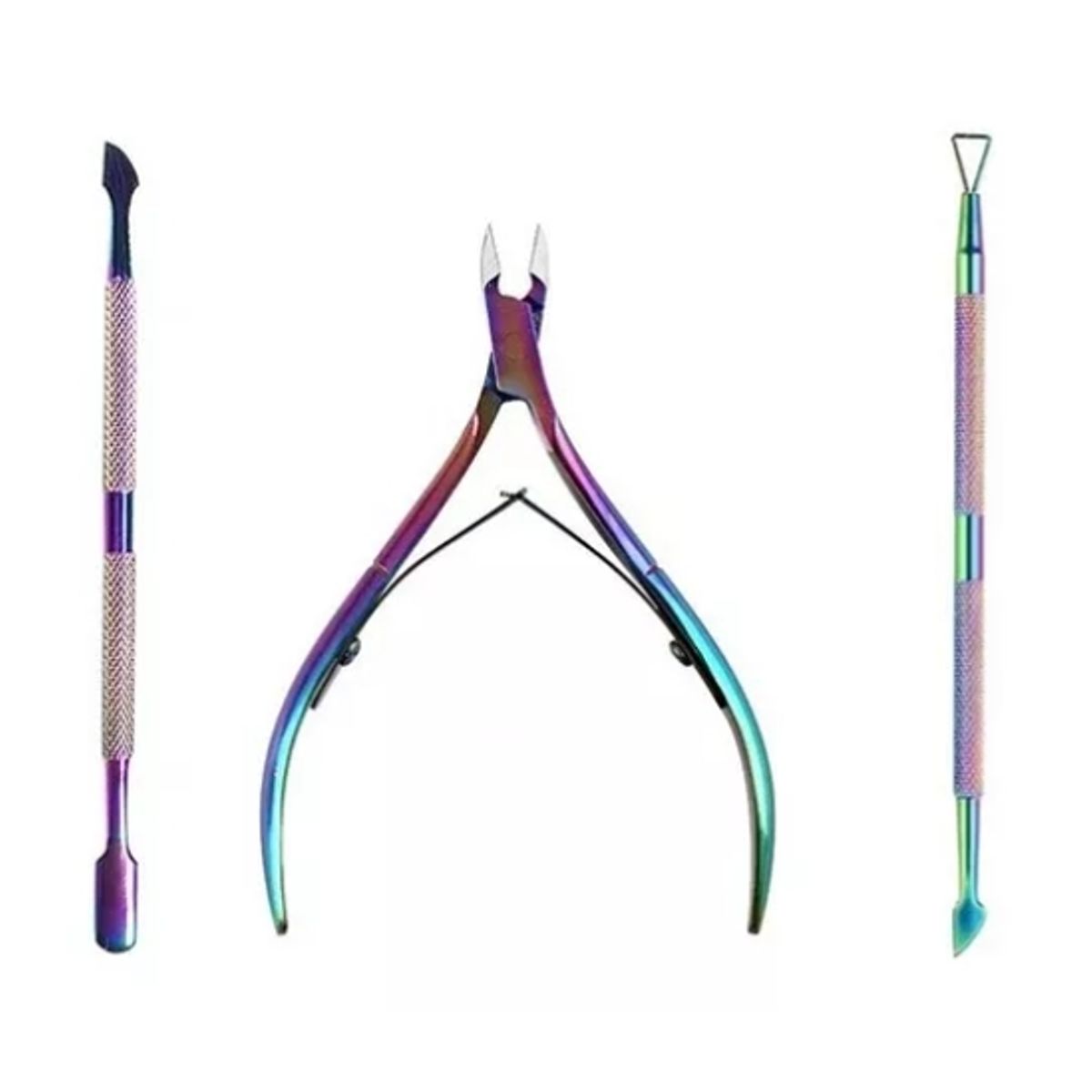 GENERICO - Kit 3 Corta Cutículas Y Repujadores Tornasol