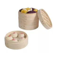 GENERICO - Olla Vaporera De Bambu Olla De Vapor Cesta 2 Niveles 26cm