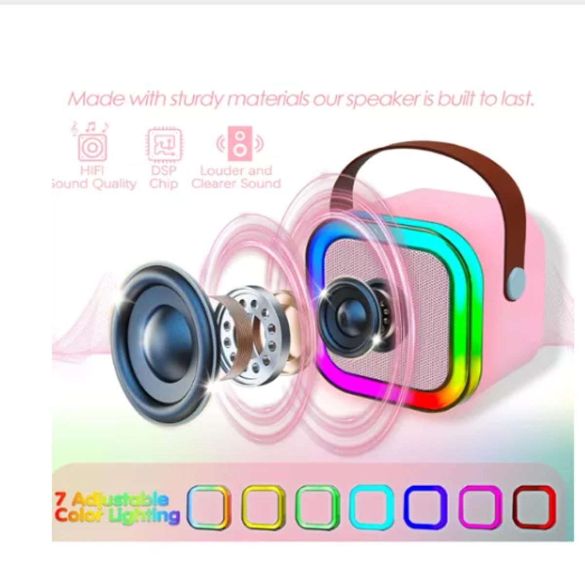 GENERICO - Altavoz Bluetooth Inalámbrico Con Micrófono Para Niños ROSA