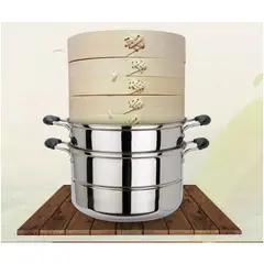 GENERICO - Vaporera Bambu 2nivel Olla Bambu Olla Vaporera De Bambu 18cm