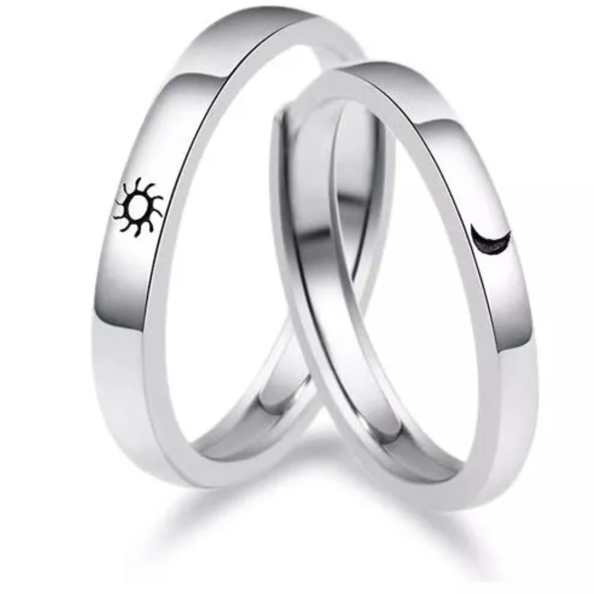 GENERICO - Anillos Pareja Diseño Sol Y Luna De Compromiso
