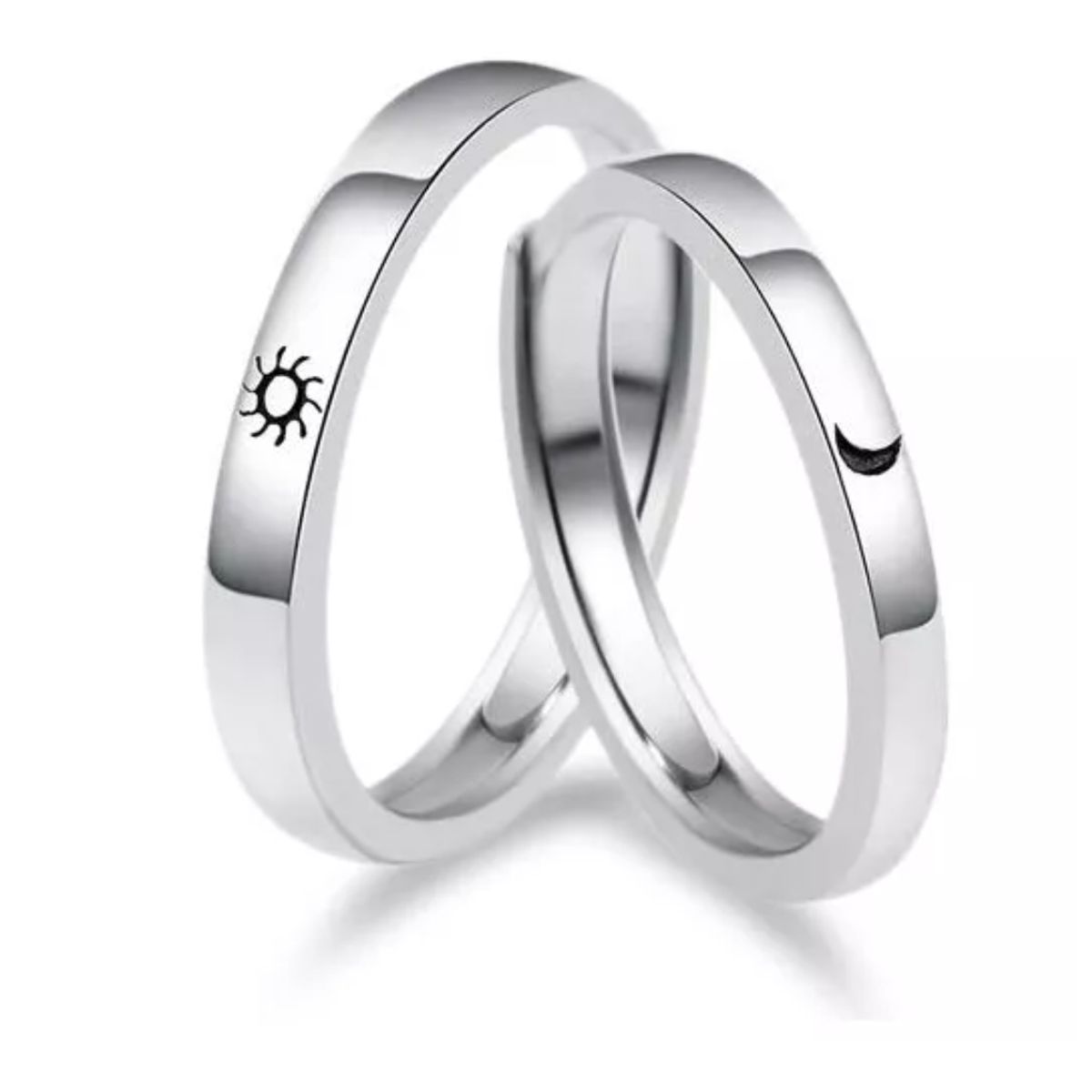 GENERICO - Anillos Pareja Diseño Sol Y Luna De Compromiso