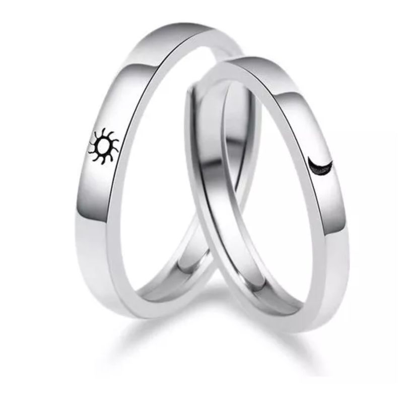 GENERICO - Anillos Pareja Diseño Sol Y Luna De Compromiso