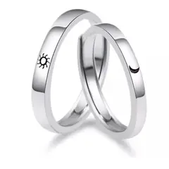 GENERICO - Anillos Pareja Diseño Sol Y Luna De Compromiso