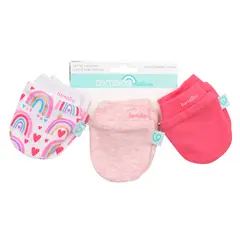 BAMBINO - Set de 3 mitones rosados para bebé niña