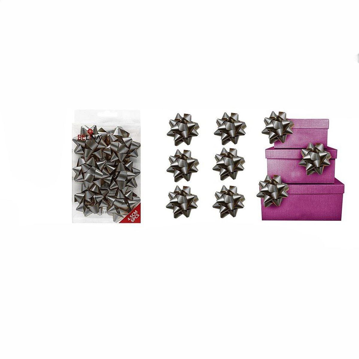 GENERICO - Lazo Pequeño Mate Plateado 6pcs 45mm