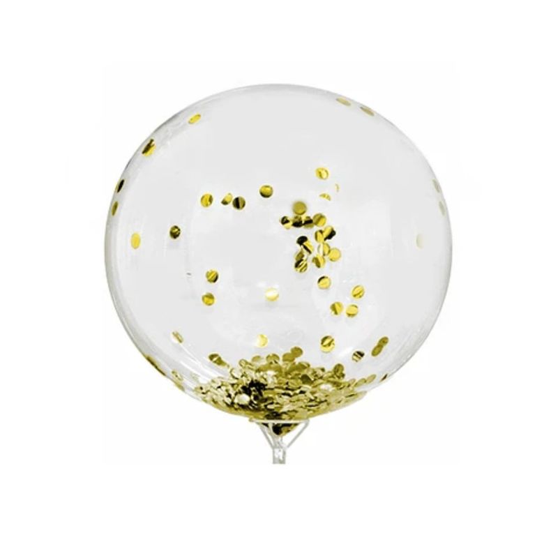 GENERICO - Globo Burbuja Con Confeti Dorado 45cm