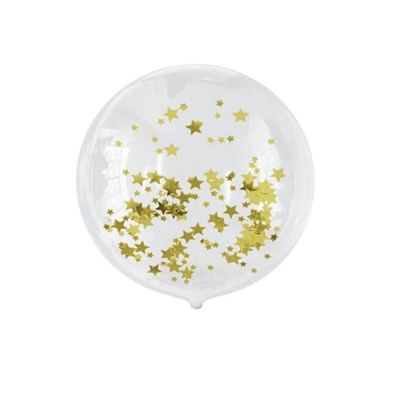 GENERICO - Globo Burbuja Con Confeti De Estrella Dorado 45cm