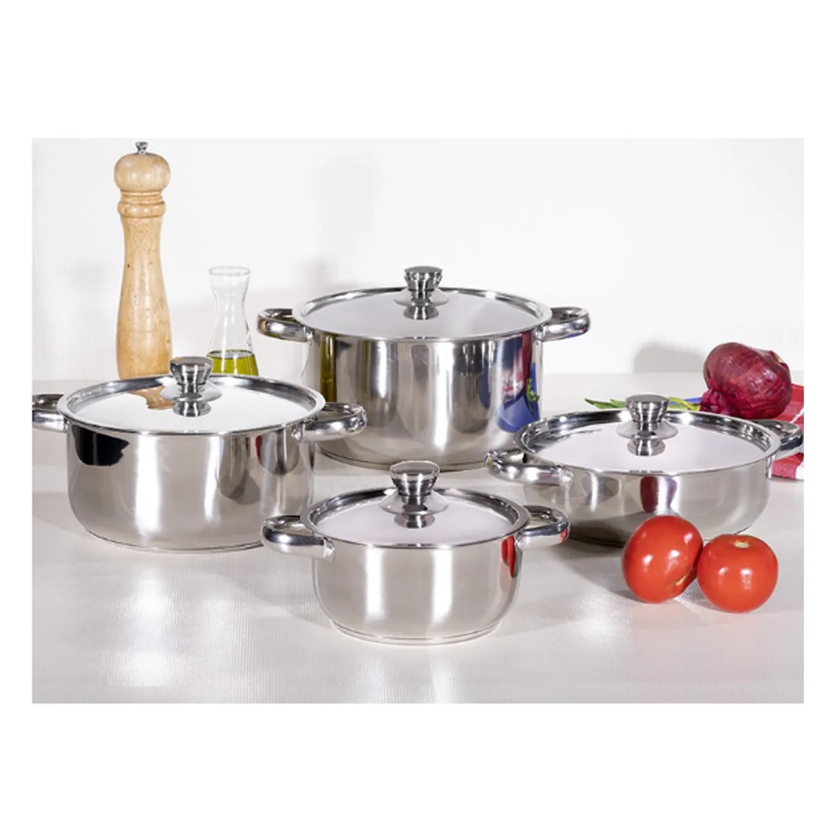 DORAL - SET DE BATERIA ACERO INOXIDABLE 8 PIEZAS