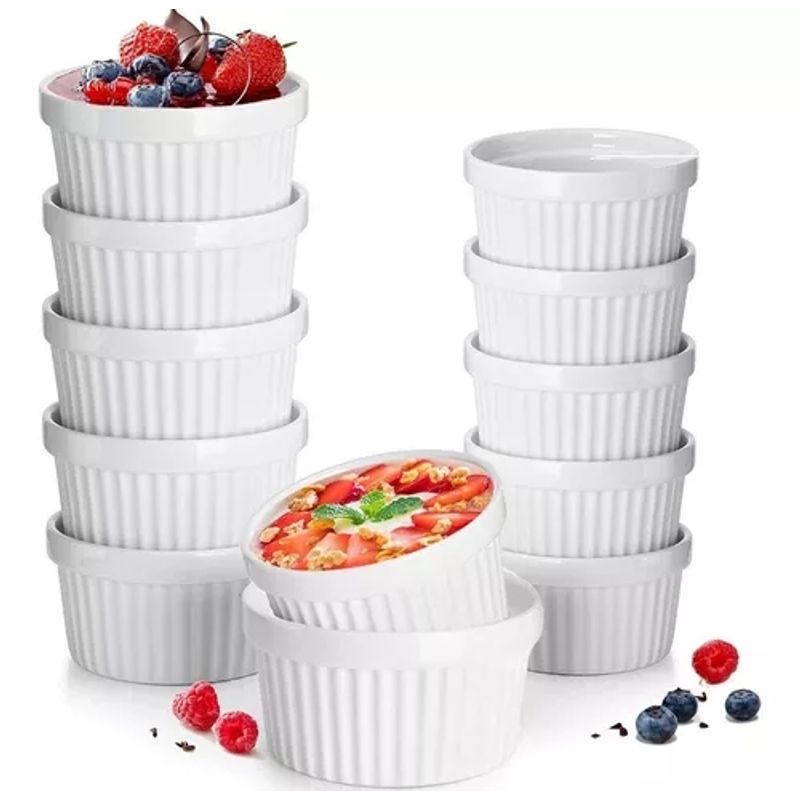 GENERICO - Pack 12 Ramekin Pocillo Blanco Apto Para Horno 270ml