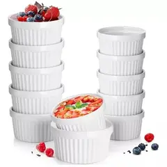GENERICO - Pack 12 Ramekin Pocillo Blanco Apto Para Horno 270ml