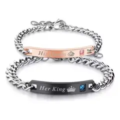 GENERICO - Originales Pulseras Pareja King Queen Rey Reina Acero Inox