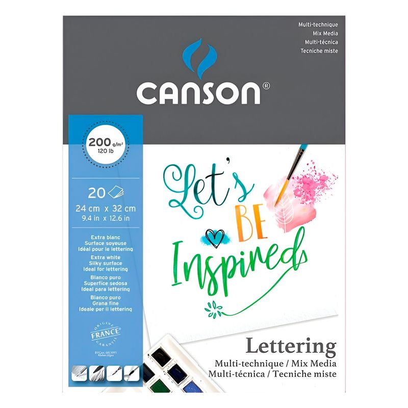CANSON - Canson XL - Pad Lettering 24 x 32 cm, 20 Hojas, 200 gr/m2
