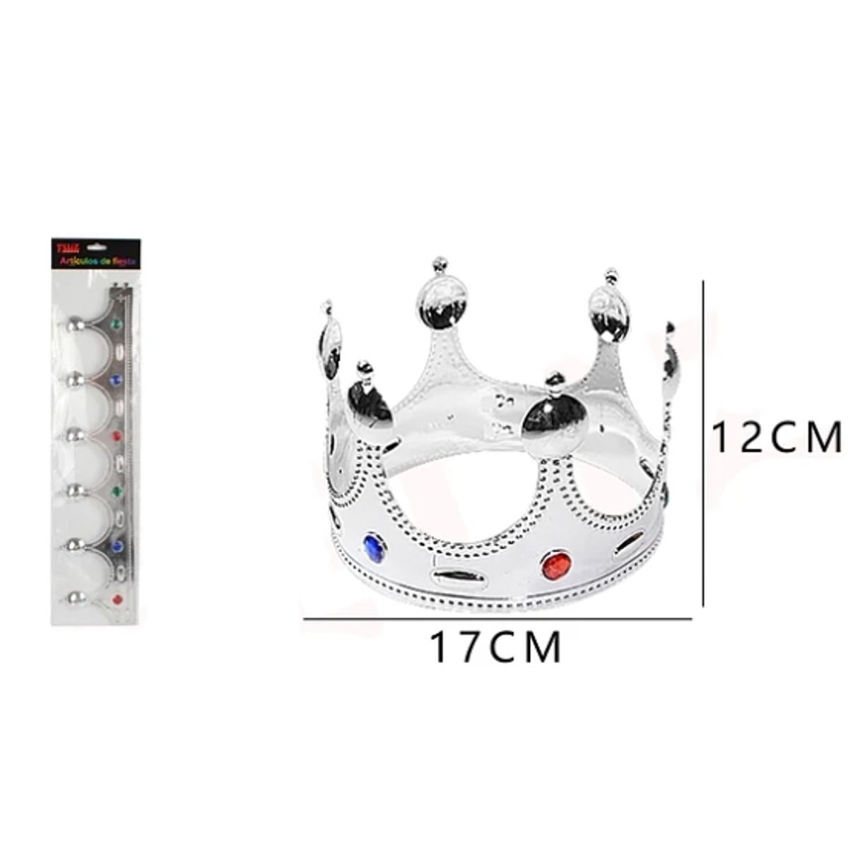 GENERICO - Corona Plástica Plateada De Rey 17 Cm