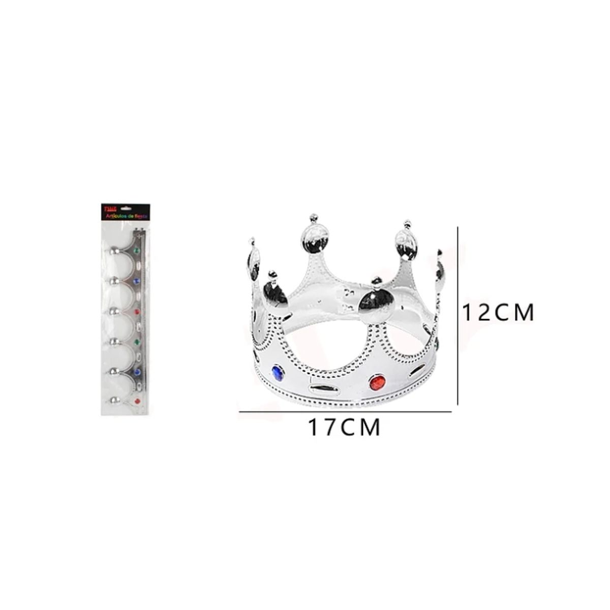 GENERICO - Corona Plástica Plateada De Rey 17 Cm