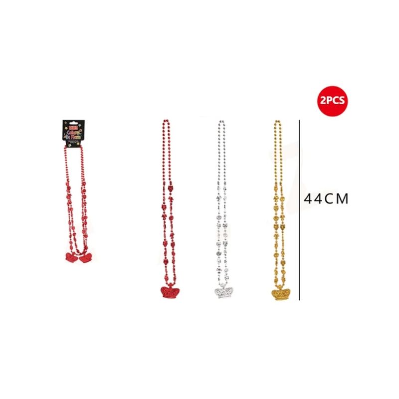 GENERICO - Collar Perla Con detalle De corona 44 Cm 2 Pcs