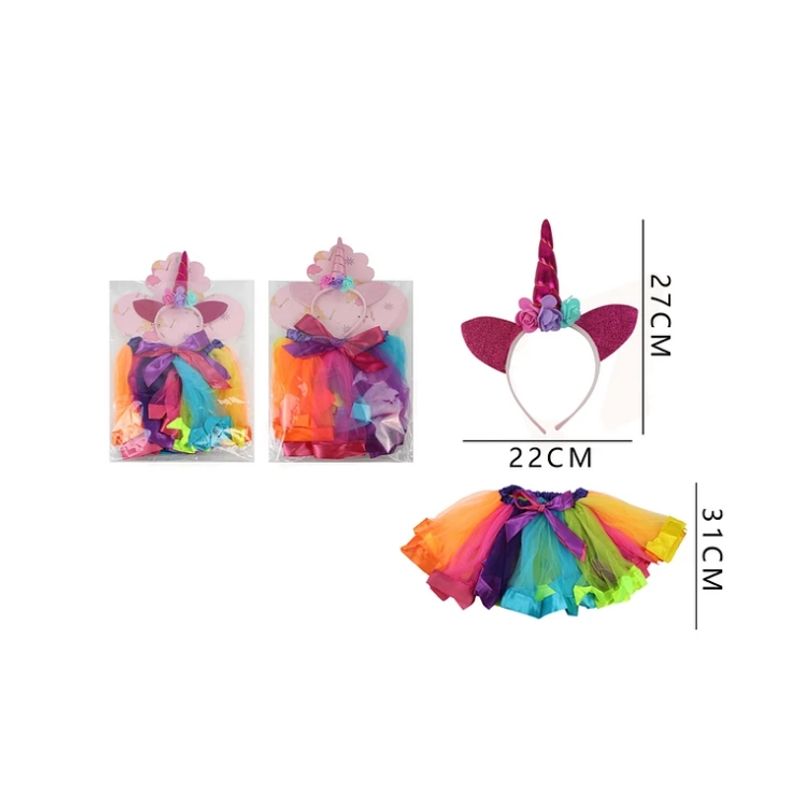 GENERICO - Disfraz Unicornio Cintillo + Falda  2 Pcs