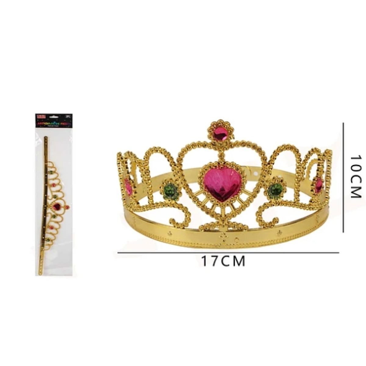 GENERICO - Corona De Fiesta Dorada Con Gemas Preciosas De Plástico