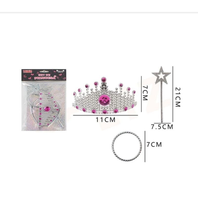 GENERICO - Set De Princesa Pulsera Varita Corona Plateada