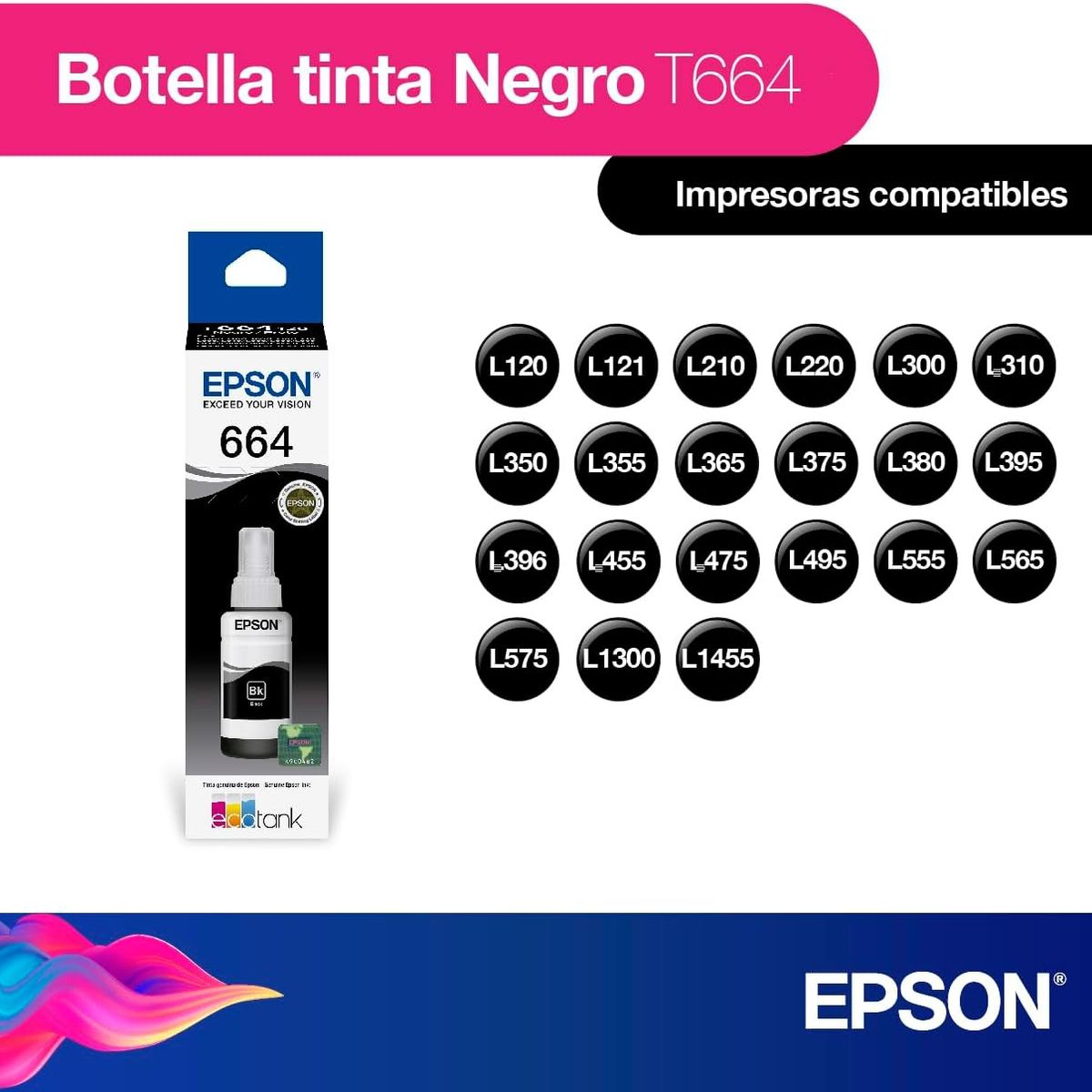 EPSON - Epson Botella de Tinta Ecofit color Negro T664120-AL