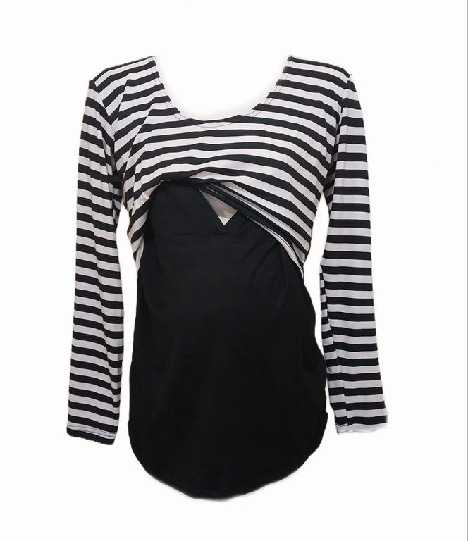 Polera Maternal y Lactancia color Negro y listada Negro XS
